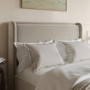 Beige Velvet Double Ottoman Bed with Cushioned Headboard - Frida