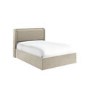 Beige Velvet Double Ottoman Bed with Cushioned Headboard - Frida