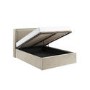Beige Velvet Double Ottoman Bed with Cushioned Headboard - Frida