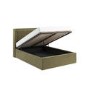 Moss Green Velvet Double Ottoman Bed with Cushioned Headboard - Frida