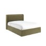 Moss Green Velvet King Size Ottoman Bed with Cushioned Headboard - Frida