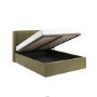 Moss Green Velvet King Size Ottoman Bed with Cushioned Headboard - Frida