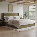 FDA002SK Moss Green Velvet Super King Ottoman Bed with Cushioned Headboard - Frida