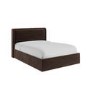 Chocolate Brown Velvet King Size Ottoman Bed with Cushioned Headboard - Frida