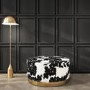 Felicity Large Round Velvet Pouffe in Cow Print