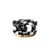 GRADE A1 - Felicity Large Round Velvet Pouffe in Cow Print
