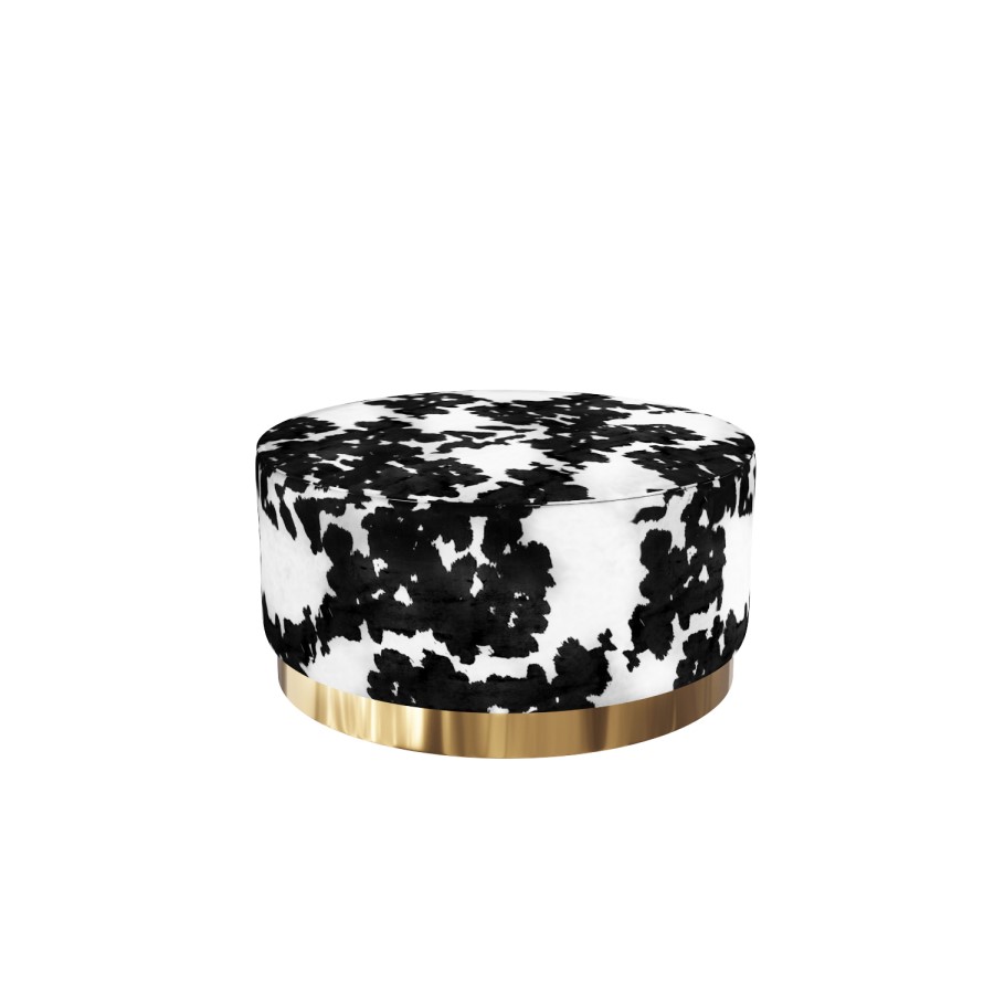 Felicity Large Round Velvet Pouffe in Cow Print