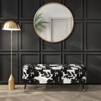 Small Velvet Ottoman Storage Bench in Cow Print - Felicity  Small Velvet Ottoman Storage Bench in Cow Print - Felicity