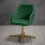 Green Velvet Office Chair with Gold Base - Felix - LPD