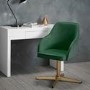 Green Velvet Office Chair with Gold Base - Felix - LPD