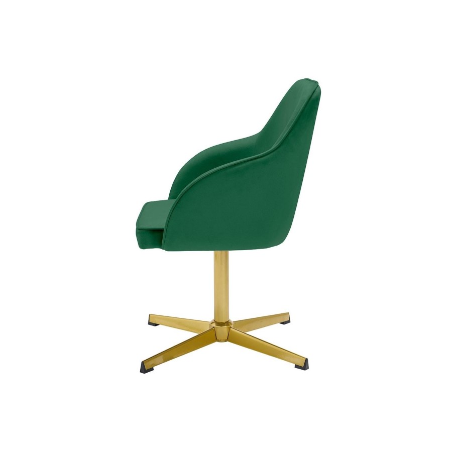 Green Velvet Office Chair with Gold Base - Felix - LPD