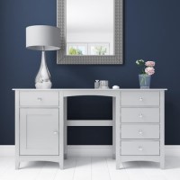 Fenton 5 Drawer 1 Door Dressing Table in Light Grey