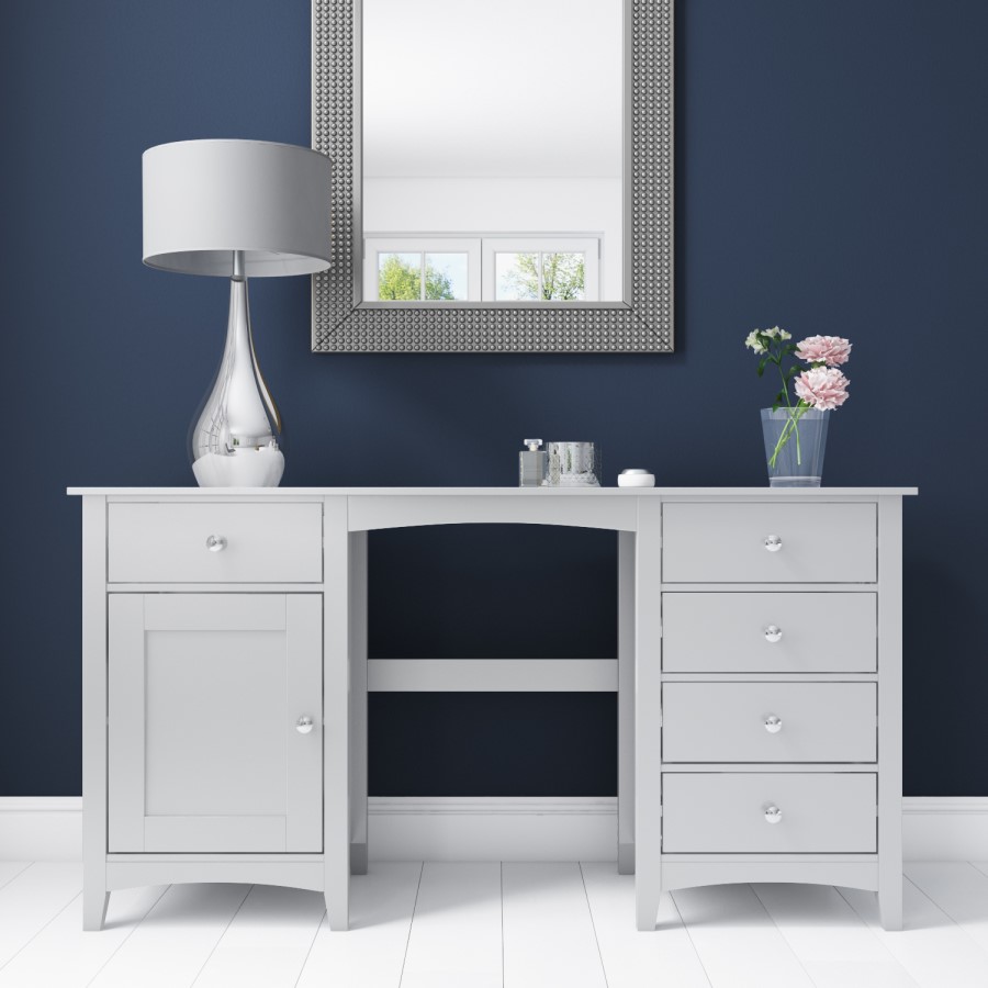 Fenton 5 Drawer 1 Door Dressing Table in Light Grey
