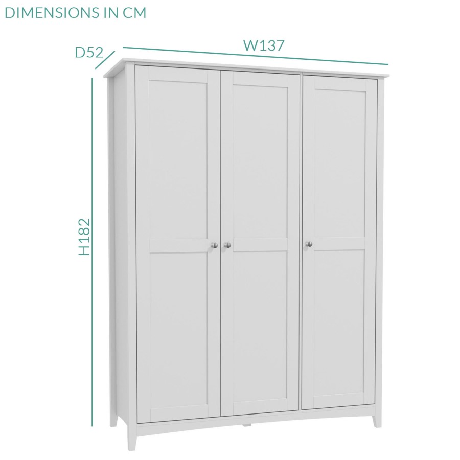 Fenton 3 Door Wardrobe in Light Grey