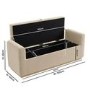 Beige Linen Blanket Box with Oak Wood Plinth - Fern