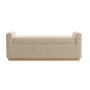 Beige Linen Blanket Box with Oak Wood Plinth - Fern