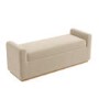 Beige Linen Blanket Box with Oak Wood Plinth - Fern