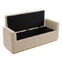 Beige Linen Blanket Box with Oak Wood Plinth - Fern