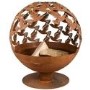Fallen Fruits Rust Effect Fire Pit Globe with Laser Cut Birds Design