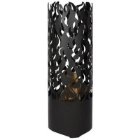 Outdoor Black Fire Drum with Flames Design