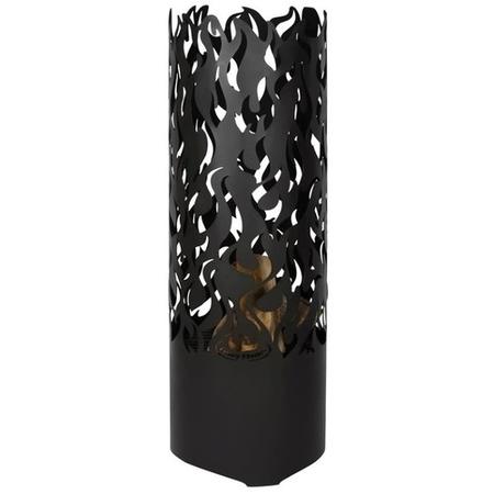 Outdoor Black Fire Drum with Flames Design