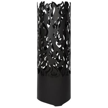 Outdoor Black Fire Drum with Flames Design