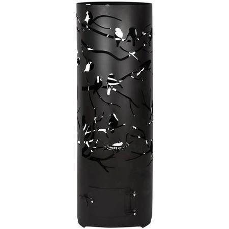 Outdoor Black Metal Fire Drum with Birds Design