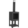 Outdoor Square Terrace Heater in Black Metal with Wood Store