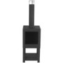 Outdoor Square Terrace Heater in Black Metal with Wood Store