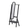 Black Freestanding Full-Length Hall Mirror with Hanging Rail and Shelf - Figo 