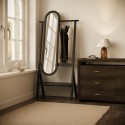 FGO001 Black Freestanding Full-Length Mirror with Hanging Rail and Shelf - Figo 