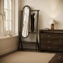 Black Freestanding Full-Length Mirror with Hanging Rail and Shelf - Figo 