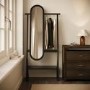 Black Freestanding Full-Length Mirror with Hanging Rail and Shelf - Figo 