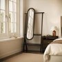 Black Freestanding Full-Length Mirror with Hanging Rail and Shelf - Figo 