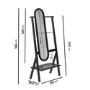 Black Freestanding Full-Length Hall Mirror with Hanging Rail and Shelf - Figo 