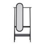 Black Freestanding Full-Length Hall Mirror with Hanging Rail and Shelf - Figo 