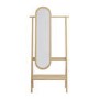 Light Wood Freestanding Full-Length Hall Mirror with Hanging Rail and Shelf - Figo 