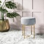 Grey Velvet Dressing Table Stool with Gold Legs - Fiorella