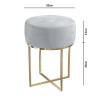 Grey Velvet Dressing Table Stool with Gold Legs - Fiorella