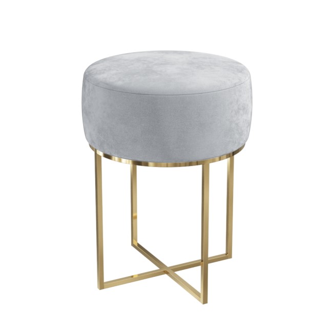 Grey Velvet Dressing Table Stool with Gold Legs - Fiorella