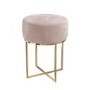 GRADE A1 - Pink Velvet Dressing Table Stool with Gold Legs - Fiorella