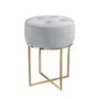 GRADE A1 - Grey Velvet Dressing Table Stool with Gold Legs - Fiorella