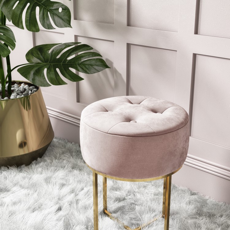 Pink Velvet Dressing Table Stool - Fiorella