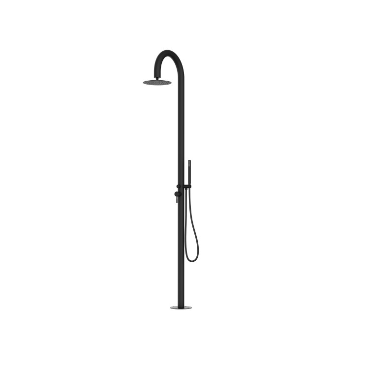 Black Outdoor Shower with Pencil Hand Shower 2 Outlets - Fiji