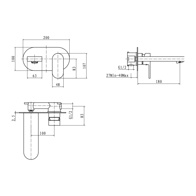 Ronda Round Wall Mounted Bath Filler Tap