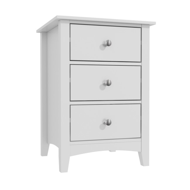 Light Grey Painted 3 Drawer Bedside Table - Finch