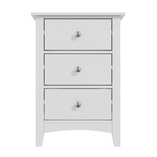 Light Grey Painted 3 Drawer Bedside Table - Finch