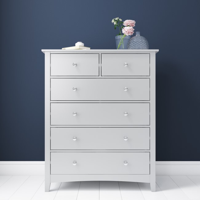 Light Grey Painted Chest of 6 Drawers - Finch