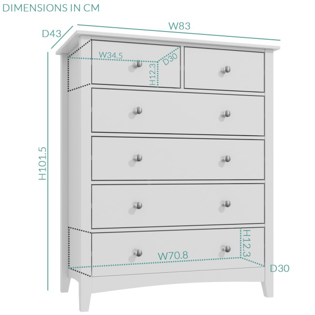 Finch 2+4 Chest of Drawers in Light Grey