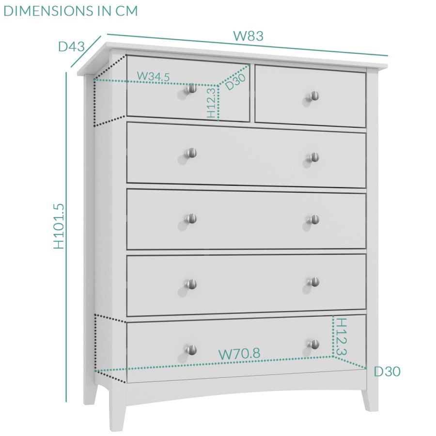 GRADE A1 - Finch 2+4 Chest of Drawers in Light Grey